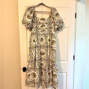 Abercrombie & Fitch Emerson Midi Dress Size XL in Green Floral Print.